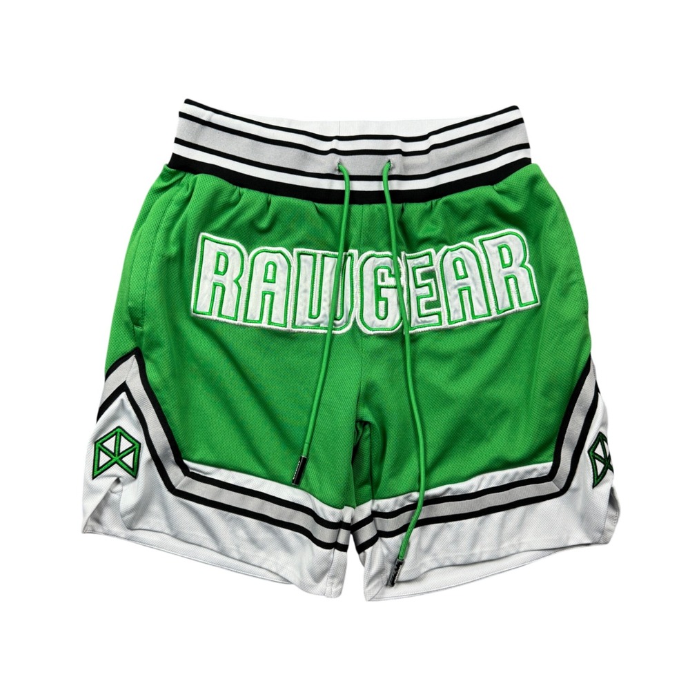 Rawgear Mens Large Green Mesh Basketball Shorts 7" Bradley Martyn Gym Streetwear